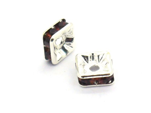 Strass Rondell, viereckig, 6 mm, braun