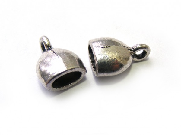 Endkappe für Lederband, 2-teilig, versilbert