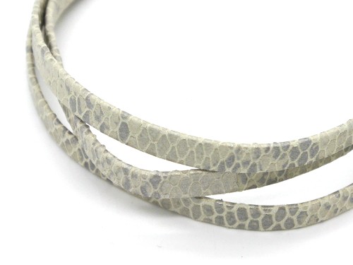 Lederband, 10 cm, 5 mm, beige schlangenoptik