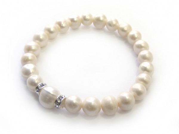 Gummizugarmband Süßwasserperlen 18 cm