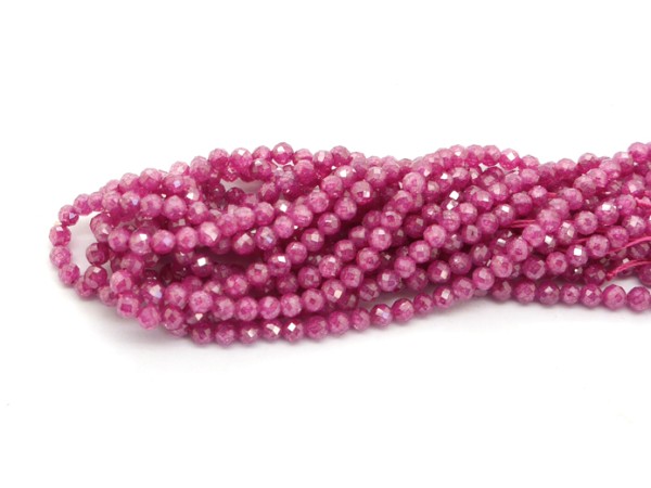 1 Strang facettierte Zirkonia, 3 mm, rund, Beere