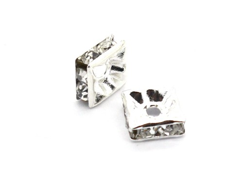Strass Rondell, viereckig, 6 mm, transparent