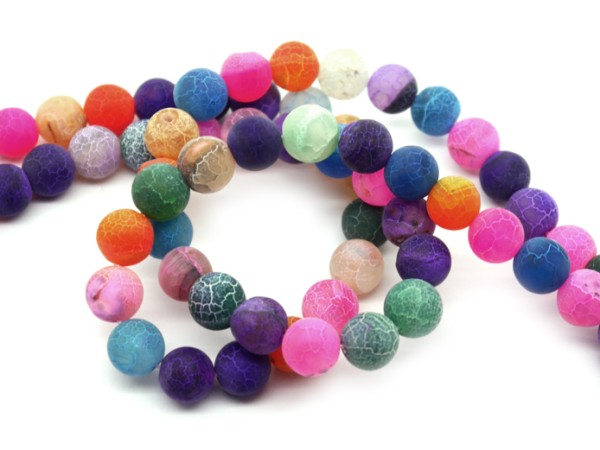 1 Strang Achat, Kugel, 10 mm, bunt