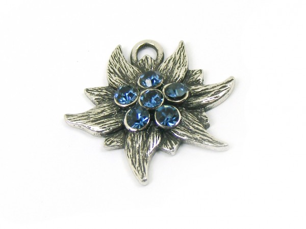 Edelweiß mit Swarovski®, 24 mm, dunkelblau