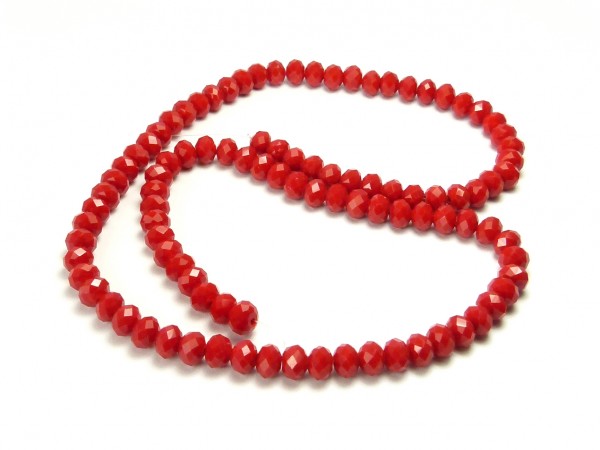 1 Strang Glasschliffperlen, 6 mm, rot