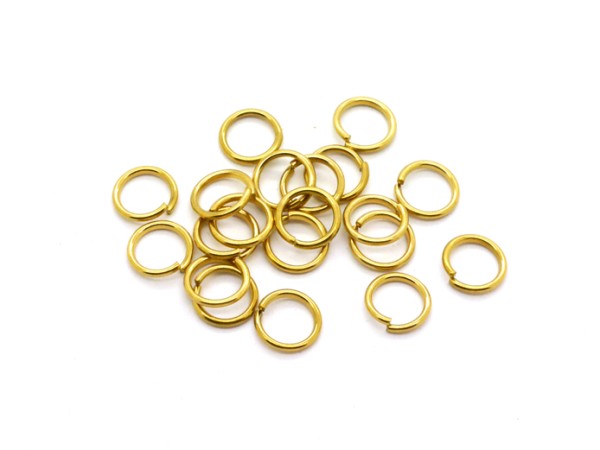 20 Binderinge offen, Edelstahl, 6 mm, vergoldet