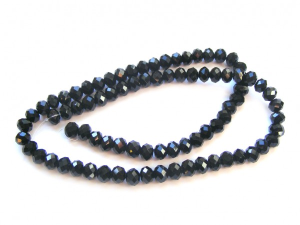 1 Strang Glasschliffperlen, 6 mm, schwarz