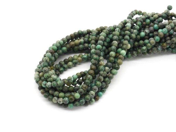 1 Strang echter Türkis, Kugel, ~4 mm, türkis/braun