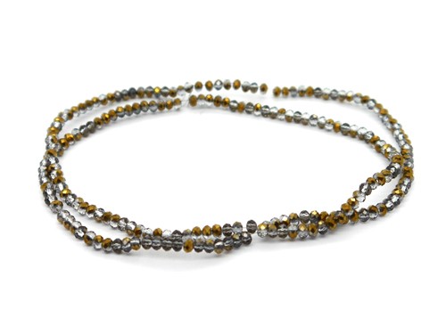 1 Strang Glasschliffperlen, 2 mm, gold-grau