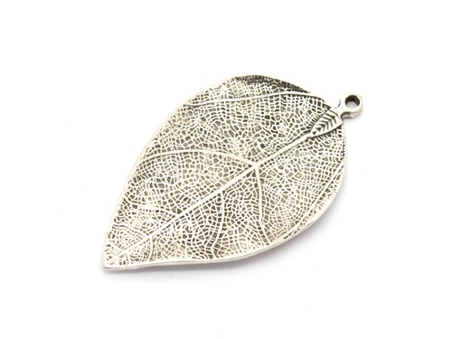 Anhänger Blatt, 70 mm, versilbert