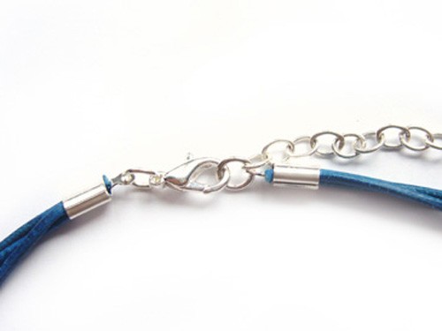 Lederkette dreireihig, 35 cm, blau