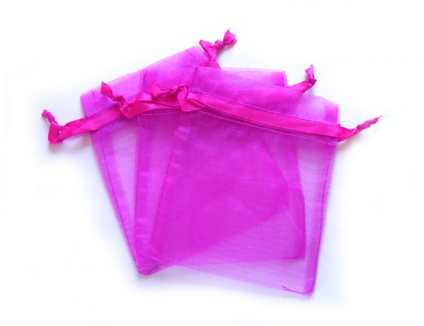 10 Schmuckbeutel Organza, fuchsia, klein