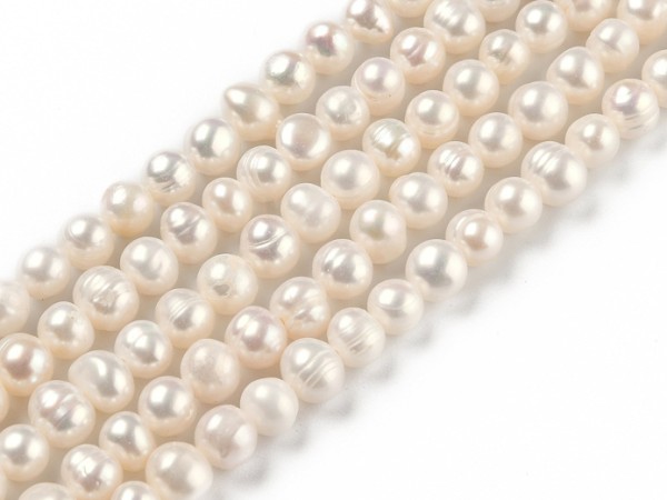 1 Strang Süßwasserperlen, 6-7 mm, natur