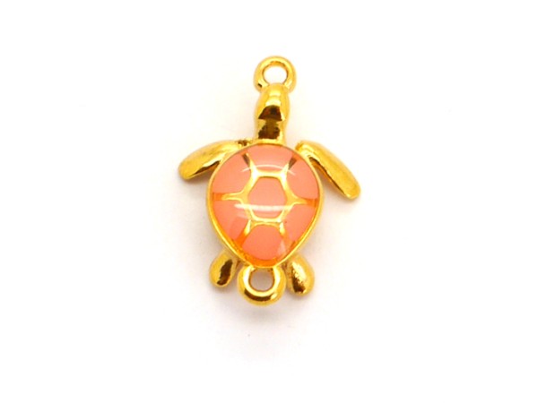 Verbinder, Schildkröte ~23x17mm, Zinklegierung, gold & peach