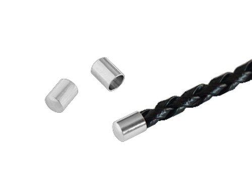 20 Abschlusshülsen für Lederb., 2x4 mm, platinfarben