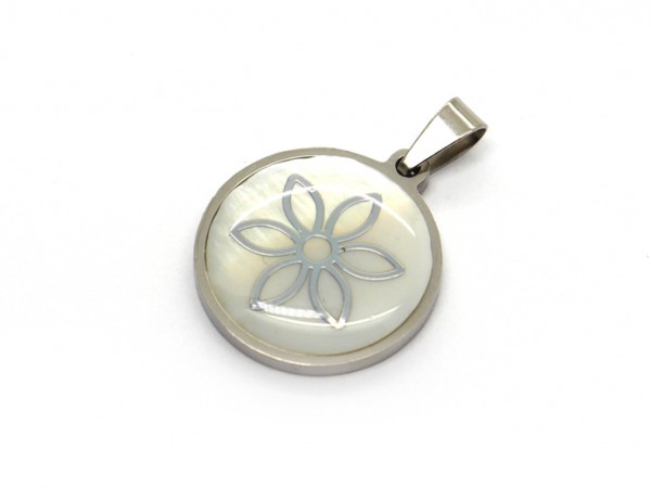 Anhänger Emaille-Blume, 20 mm, Edelstahl