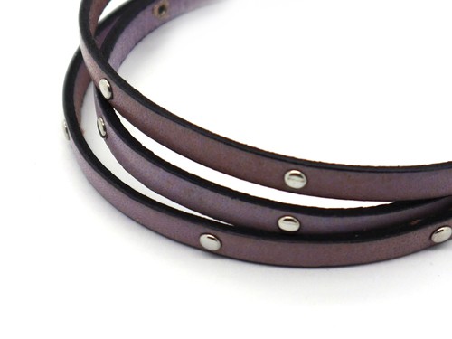 Lederband mit Nieten, 10 cm, 5 mm, beere