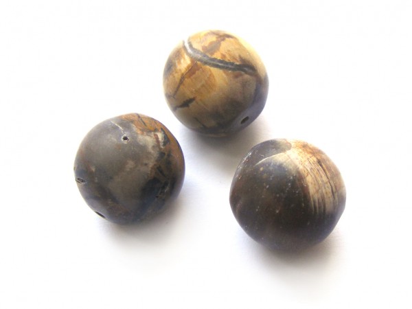 Versteinertes Holz, Kugel, 14 mm, braun, matt