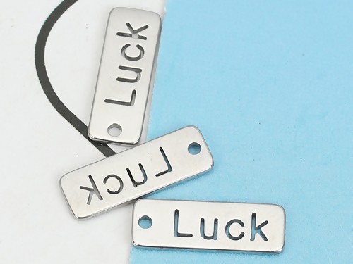 Anhänger/Charm "LUCK", 17 mm, Edelstahl