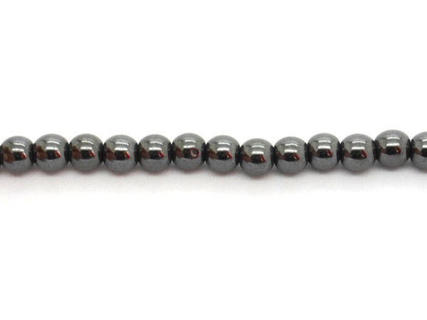 1 Strang Hämatit, 6 mm, anthrazitgrau