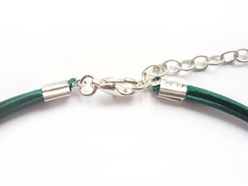 Lederkette dreireihig, 42 cm, dunkelgrün