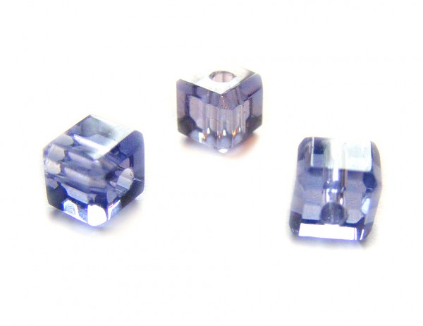 1 Strang Kristallglas Würfel, 6 mm, lila