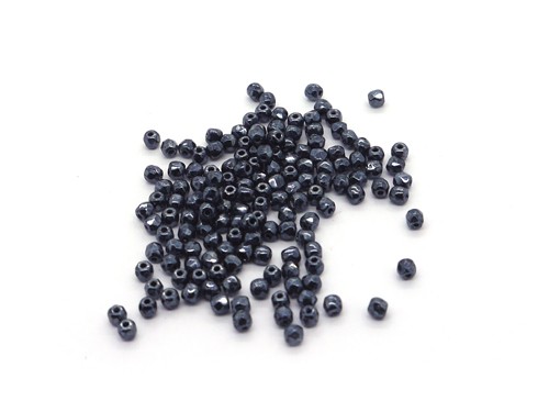 Glasschliffperlen, 2 mm, 2,7 g, nachtblau metallic