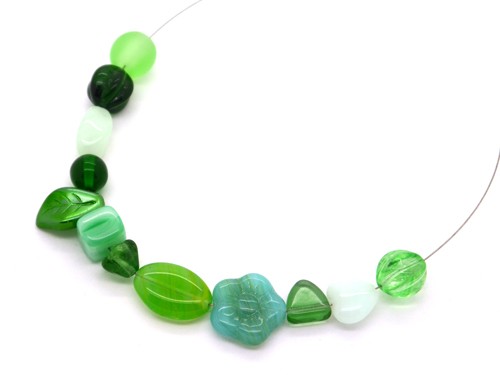 Perlen-Set, Glas, grün