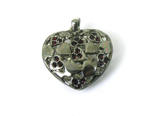 Herz mit Swarovski®, 30 mm, dkl. rot