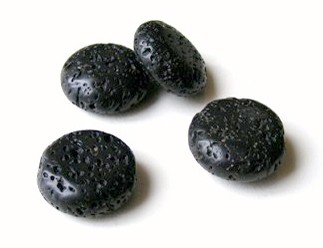 Lava, abgerundete Scheibe, 20 mm, schwarz