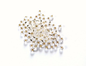 Roccailles, 2 mm, transparent mit Silbereinzug