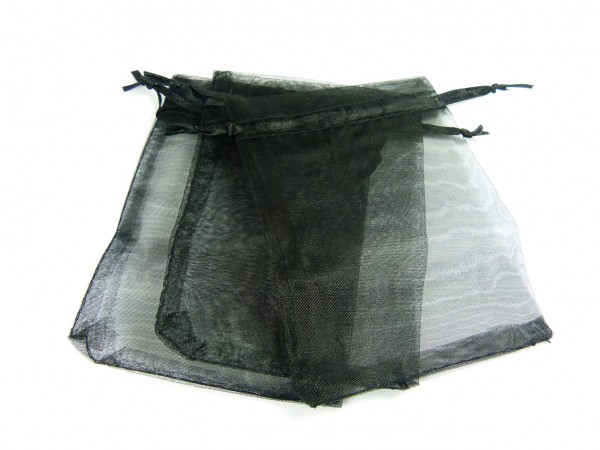 10 Schmuckbeutel Organza, schwarz, klein
