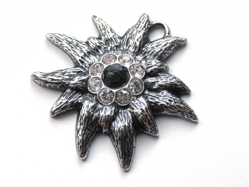 Edelweiß mit Swarovski®, 33 mm, schwarz