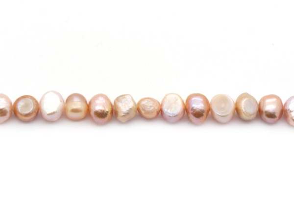 1 Strang Süßwasserperlen, 6x8 mm, puder