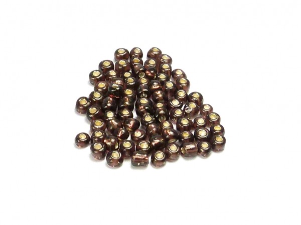 Roccailles, 4 mm, aubergine mit Silbereinzug