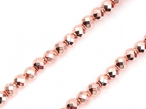 1 Strang Hämatit, 6 mm, rosé-vergoldet