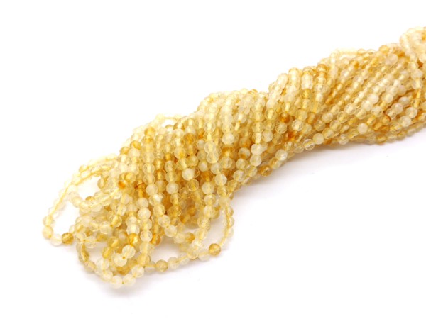 1 Strang Citrin, 3,5 mm, gelb, facettiert