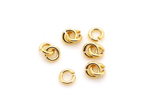 10 Stk. Binderinge, 4 mm, 925 Silber, vergoldet