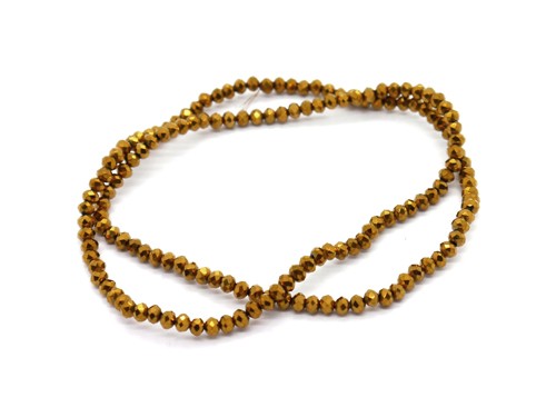 1 Strang Glasschliffperlen, 2 mm, gold metallic