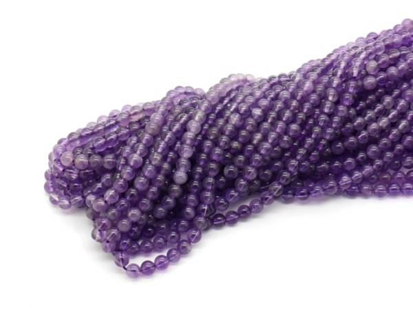 1 Strang Amethyst, Kugel, 4,5 mm, lila