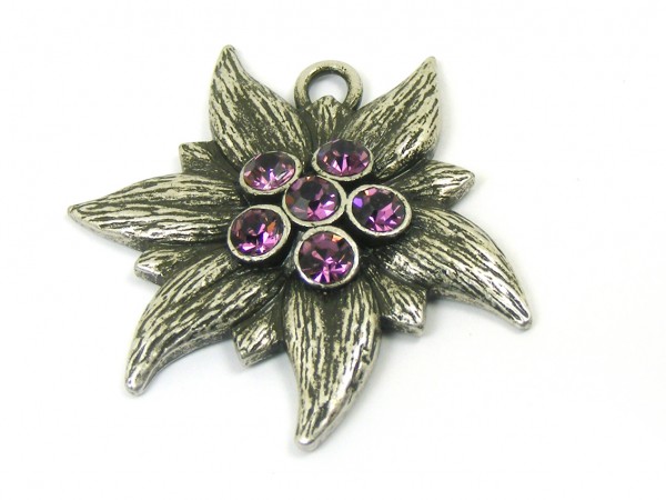 Edelweiß mit Swarovski®, 35 mm, fuchsia