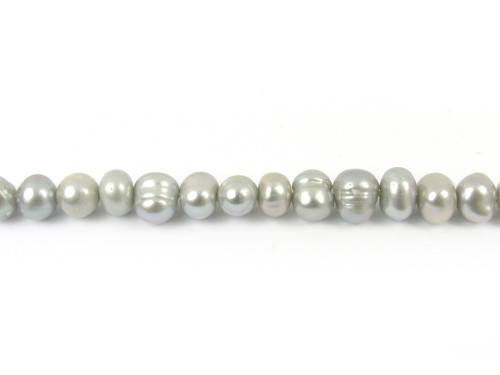 1 Strang Süßwasserperlen, 7-8 mm, grau