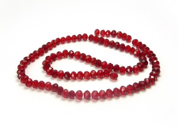 1 Strang Glasschliffperlen, 6 mm, dunkelrot