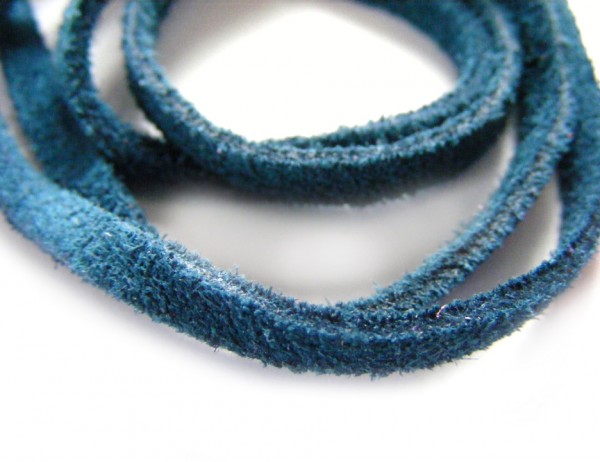 Velourleder, 4 mm, flach, petrol