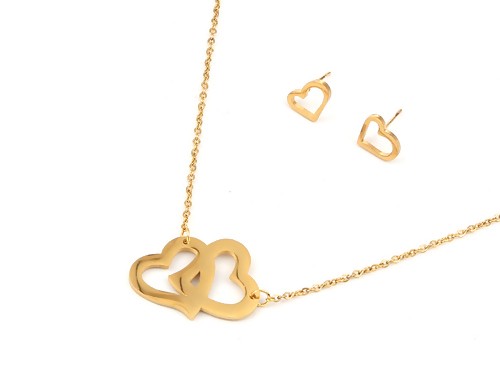 Schmuck-Set "Herz", Edelstahl-vergoldet