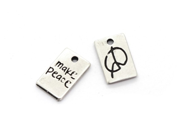 Anhänger "make peace", 15x10 mm, antik versilbert