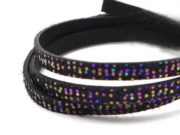 Lederband, 5 mm, schwarz irisierend