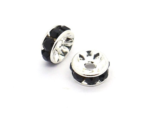 Strass Rondell, 7 mm, schwarz/transp.