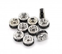 10 Strass Rondelle, 6 mm, silber/schwarz 10 Strass Rondelle, 6 mm, silber/schwarz