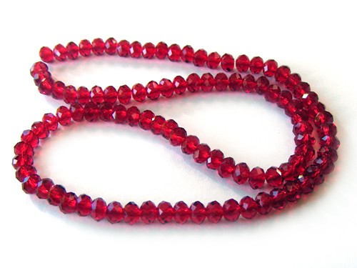 1 Strang Glasschliffperlen, 4 mm, granatrot